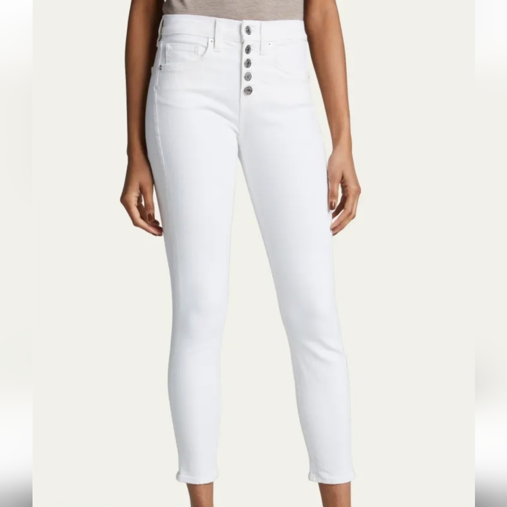 Veronica Beard Debbie High-Rise Skinny Jeans, White - Picture 3 of 15